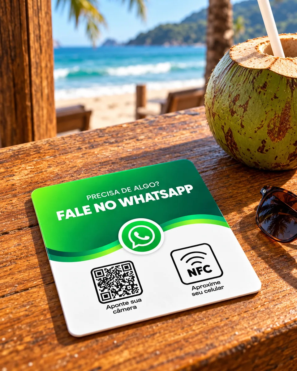 Simulação de plaquinha WhatsApp em quiosque