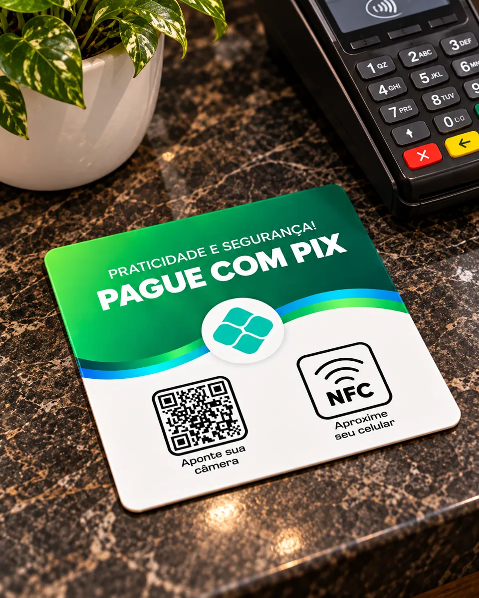 Simulação de plaquinha PIX no caixa