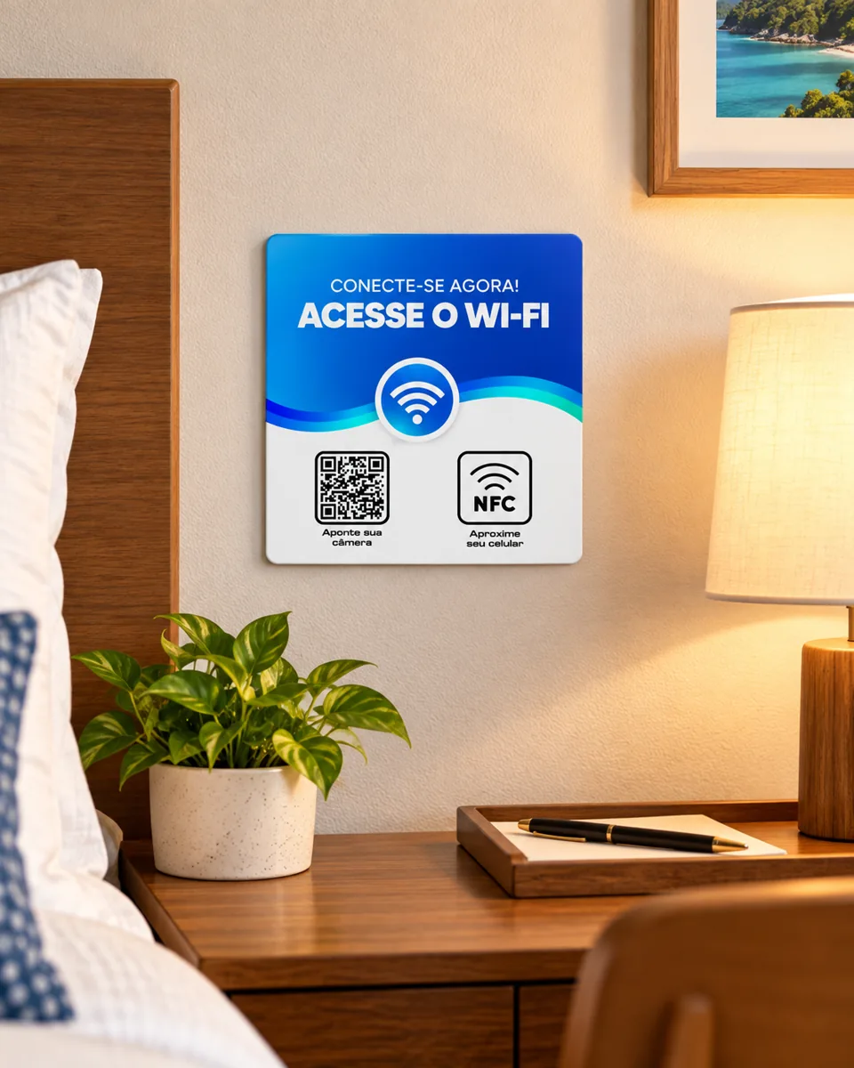 Simulação de plaquinha Wi-Fi em quarto